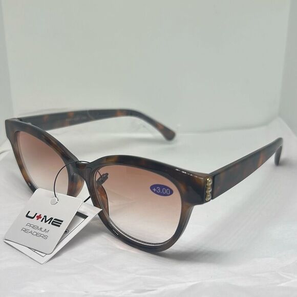 U-ME Women’s Tortoise Cat Eye Reading Sunglasses +3.00 with UV Protection – Pear - Picture 1 of 3